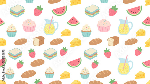 Cute Food Pattern Isolated Transparent Background