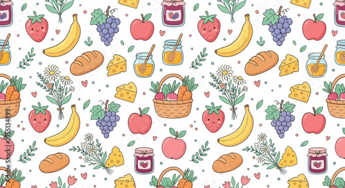 Cute Food Pattern Isolated Transparent Background