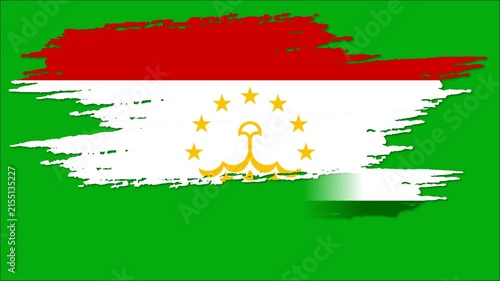 Tajikistan Flag Brush Stroke Animation, Tajik National Flag Paint Effect, Red White Green Patriotic Background 4K