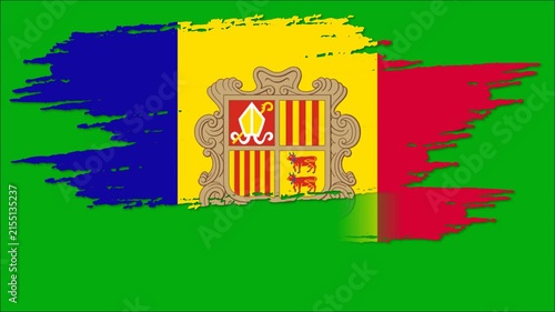 Andorra Flag Brush Stroke Animation, Andorran National Flag Paint Effect, Blue Yellow Red Patriotic Background 4K