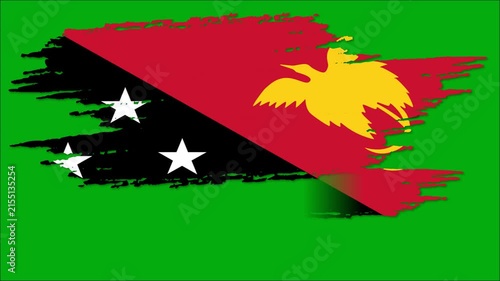 Papua New Guinea Flag Brush Stroke Animation, Papua New Guinean National Flag Paint Effect, Red Black Yellow Patriotic Background 4K