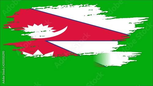Nepal Flag Brush Stroke Animation, Nepalese National Flag Paint Effect, Red Blue White Patriotic Background 4K