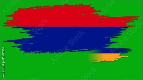 Armenia Flag Brush Stroke Animation, Armenian National Flag Paint Effect, Red Blue Orange Patriotic Background 4K