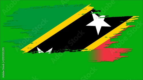 Saint Kitts and Nevis Flag Brush Stroke Animation, Saint Kitts and Nevis National Flag Paint Effect, Caribbean Patriotic Background 4K
