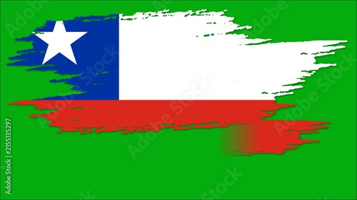 Chile Flag Brush Stroke Animation, Chilean National Flag Paint Effect, Red White Blue Patriotic Background 4K