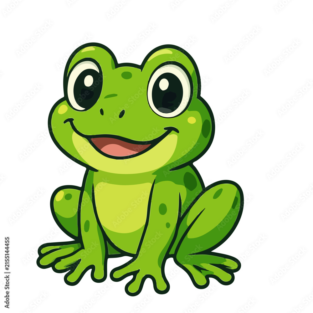 Fototapeta premium Cute Green Frog Cartoon Illustration