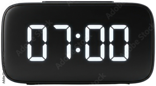 Canvastavla Digital alarm clock showing seven o'clock on black background