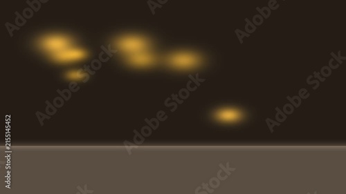 Blurred Golden Glowing Blobs Hovering Over a Flat Substrate on Dark – Abstract Nano Catalyst Surface & Microscopic Chemistry Background Loop