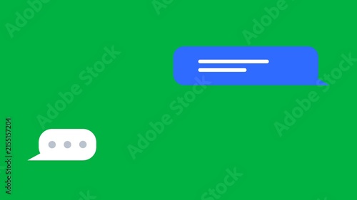 Flat chat bubble reply and heart reaction animation with typing dots on green screen background for 4K chroma key overlay