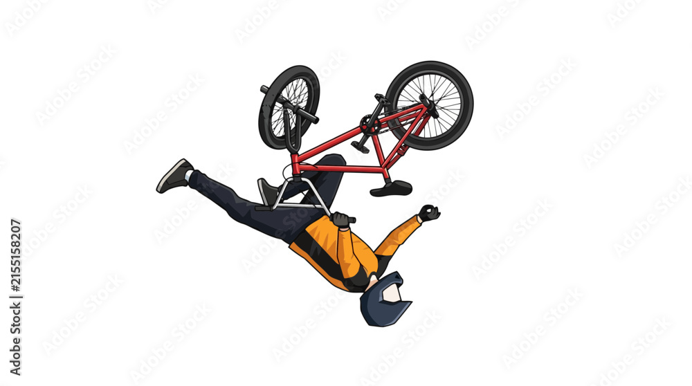Fototapeta premium A professional cyclist performing an impressive mid-air stunt on a BMX bike.