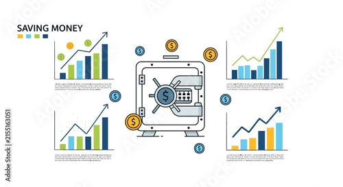 Illustration of saving money and financial growth concepts.
