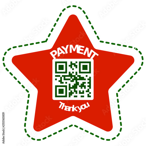 A Red Star Shaped Payment Sticker Featuring A Digital QR Code Design