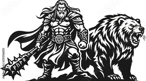 Warrior and bear power symbol
