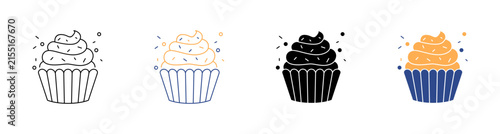 Party Muffin Cream Dessert Celebration Vector llustration Design Pack Icon