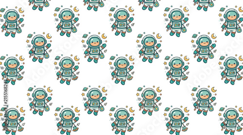 Cute Astronaut Pattern Isolated