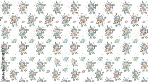 Cute astronaut pattern, space exploration theme