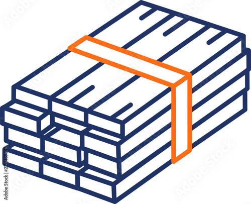 Bundle of Wood Planks and Lumber Material Vector Icon