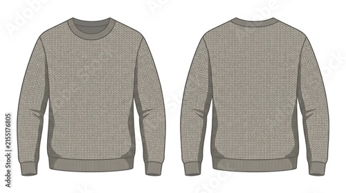 Unisex Grey Knitted Sweater Mockup Template Featuring Front and Back Views for Casual Apparel Design and Fashion Branding
