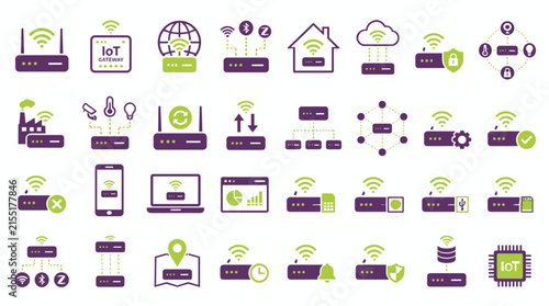 Eco friendly smart home icon set.