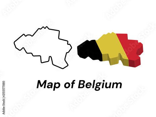 Cuadro en lienzo Outline and 3D flag map of belgium with geography cartography national
