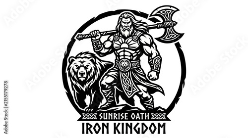 Warrior with axe and bear emblem