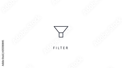 Data filter funnel outline icon animation for e-commerce product search refinement and business conversion analytics user interface