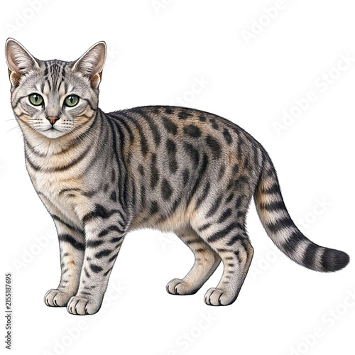 Quadro su tela Egyptian Mau Spotted Cat Realistic Detailed Illustration