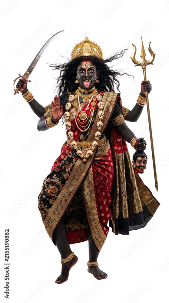 Obraz premium Goddess kali with sword and trident isolated on transparent background
