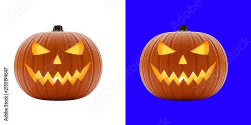 Glowing scary orange pumpkin jack o lantern for Halloween decor