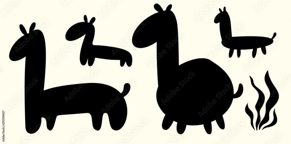 Naklejka premium collection of cute animal shapes including a large llama