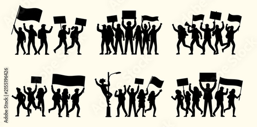 crowd of people protesting with banners and protest signs