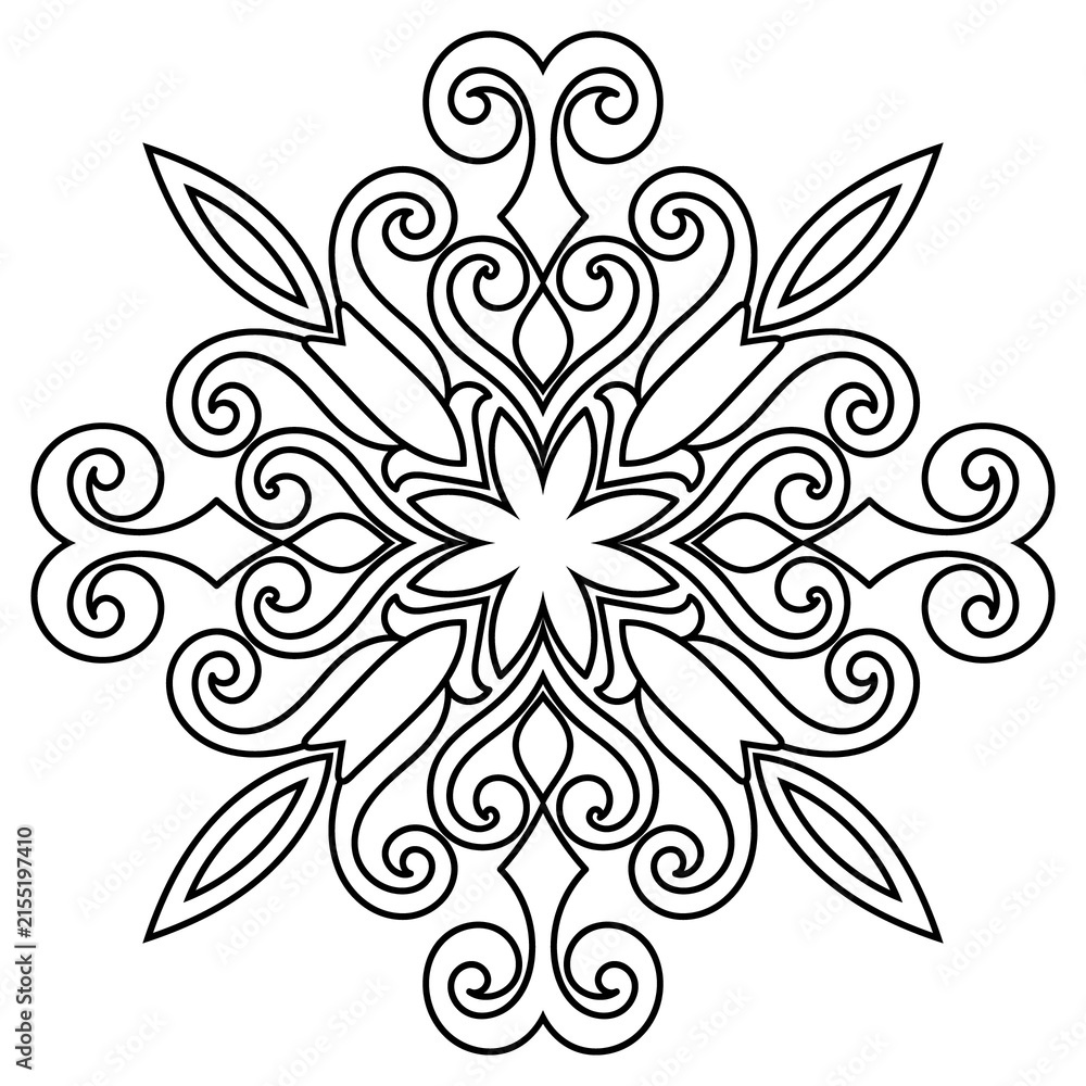 Fototapeta premium Vintage floral petal and stamen element, mandala style.