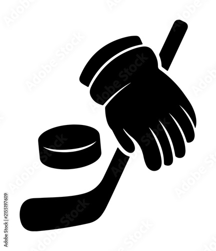 Hockey Glove Holding Puck and Stick Silhouette