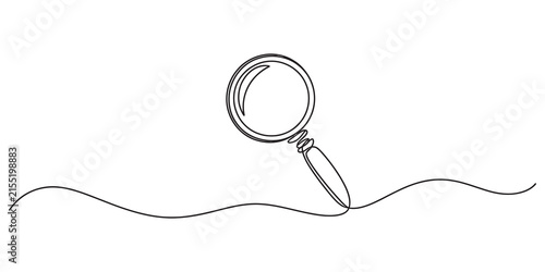 Continuous line drawing of a magnifying glass