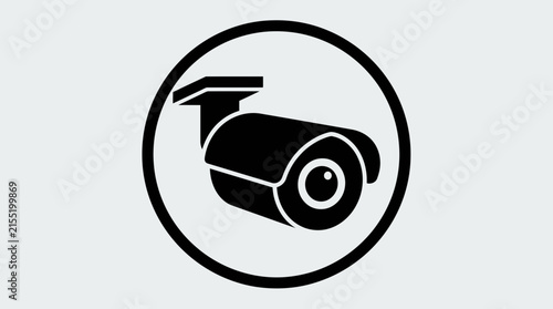 Black security camera icon inside a circular border.