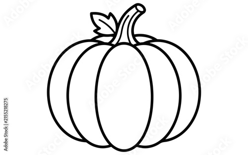 Simple black and white line art illustration of a single pumpkin for autumn and harvest season designs