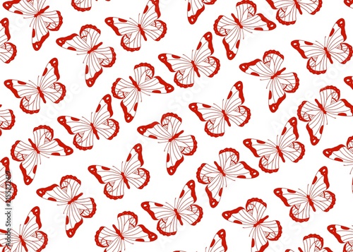 seamless pattern with red butterflies