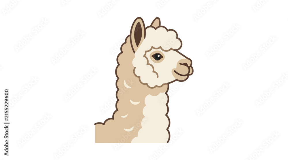 Naklejka premium Cartoon alpaca portrait isolated white background