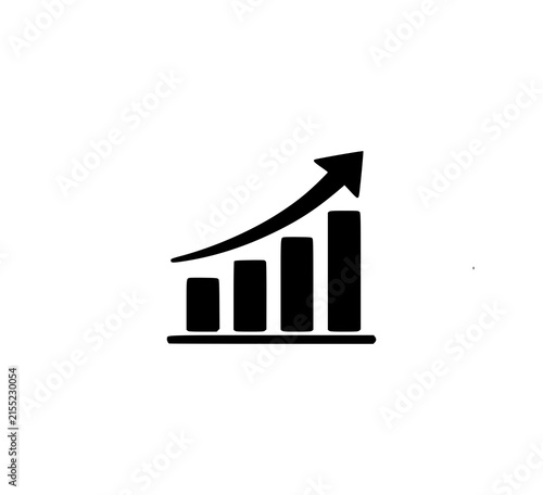 Obraz na płótnie A black bar graph with an upward trend arrow icon