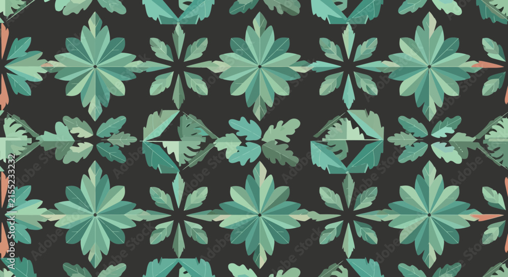 Fototapeta premium Elegant leaf pattern decorative motif with geometric symmetry