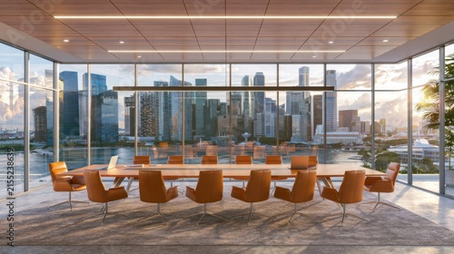 Luxury Conference Room with City Skyline View