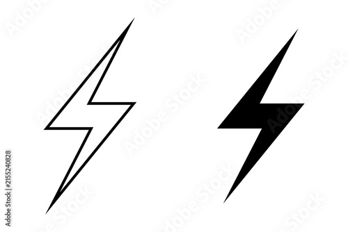 Black lightning bolt icons in outline and solid style