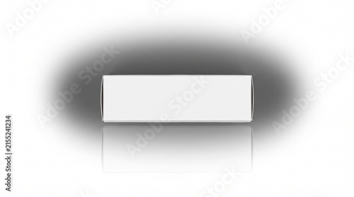 Horizontal blank white label or box mockup on neutral background with packaging