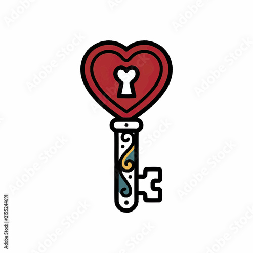 Vintage Heart Key With Ornate Handle