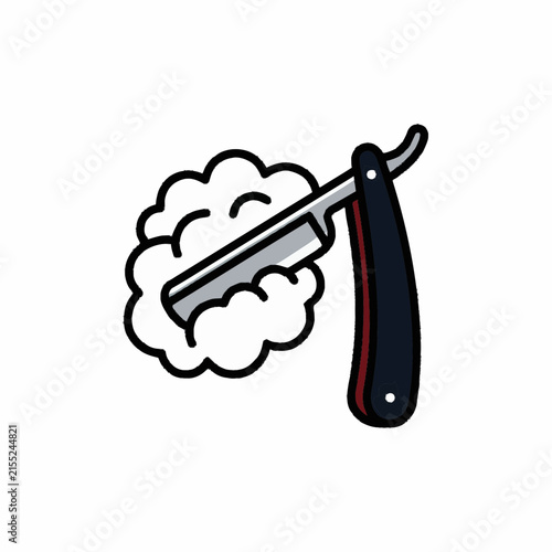 Sharp Razor with Shaving Foam Cloud Illustration