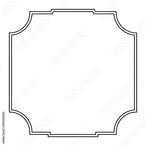 Ornate decorative frame with double border and curved corners in a simple graphic design isolated on transparent background