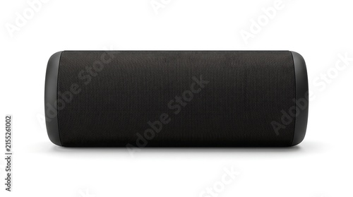 Plakat Modern black portable wireless speaker isolated on a white background.