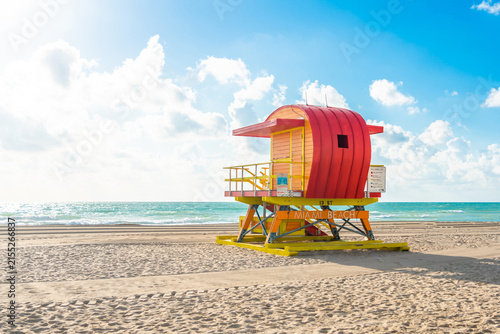 Lifeguard station in miami beach, florida, america, usa