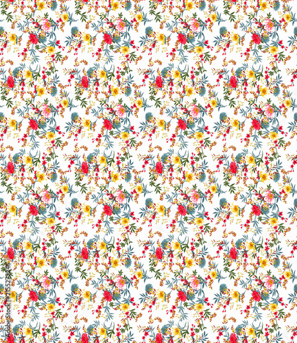 seamless floral pattern with wildfloewrs and leaves for fabric and wallpaper