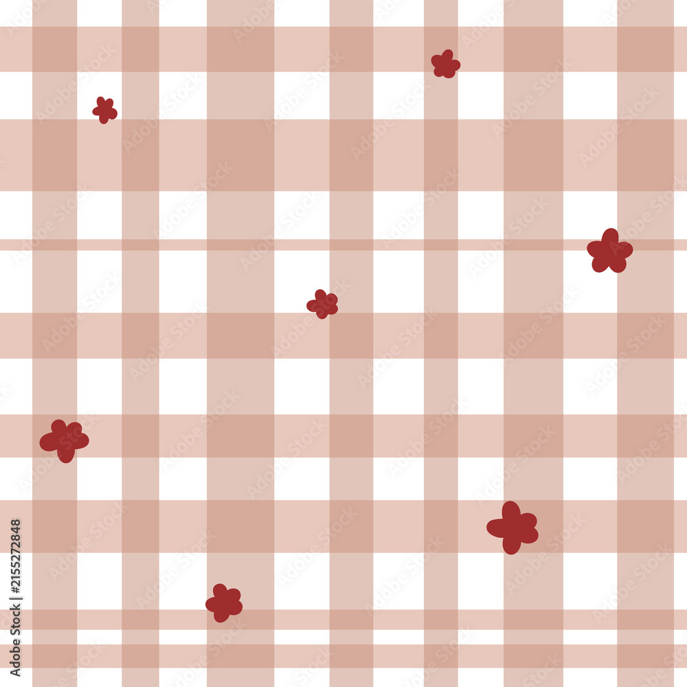 checkered tablecloth pattern with flowers pattern